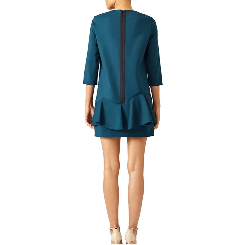 Tibi Designer Ruffle Agathe Layered Dress Zip Stretchy Teal Blue Dressy - Picture 14 of 14